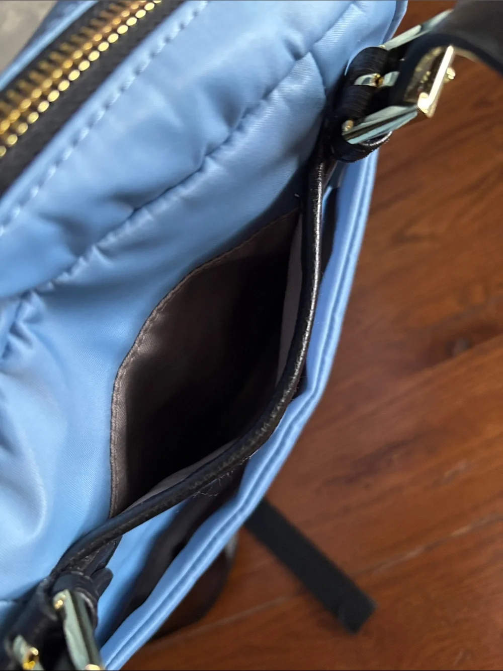 Tutilo New York Commuter Backpack Light Blue Nylon Black Travel Bag Like New